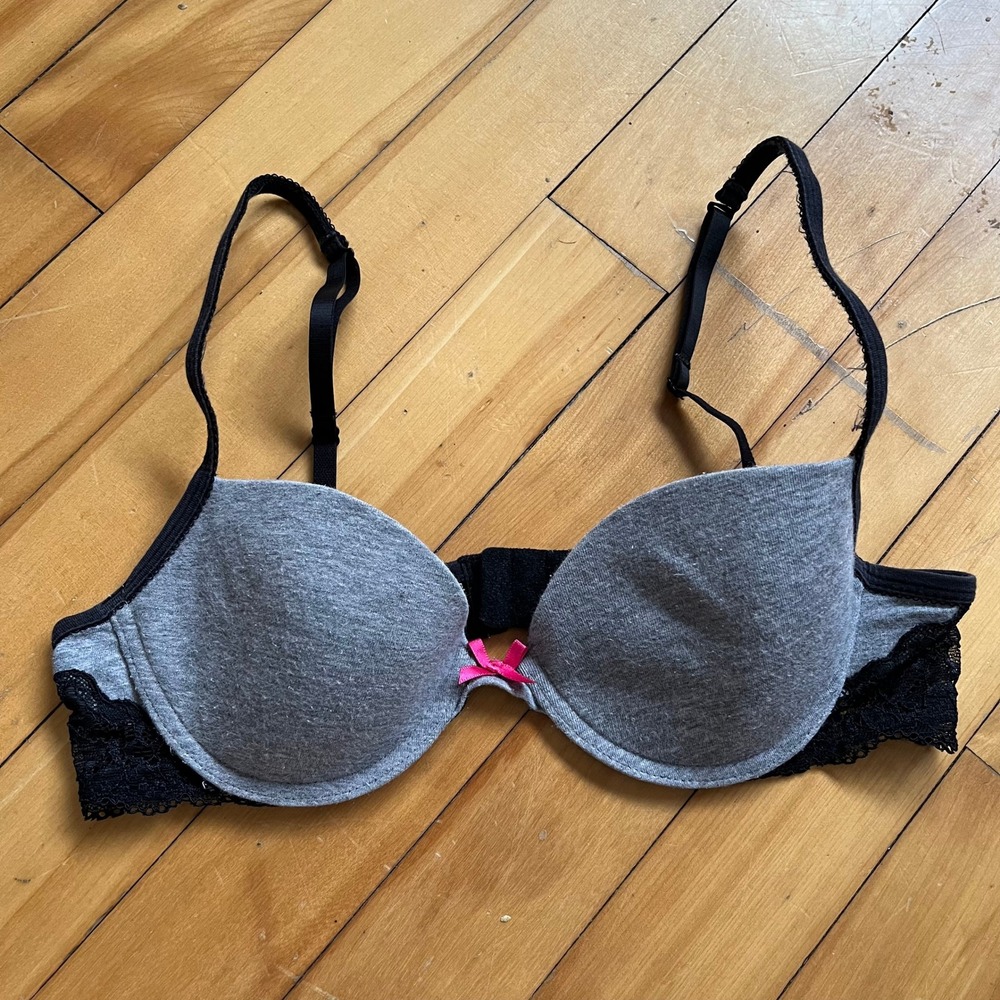 La Senza Grey Lace Trim Push Up Bra 34A